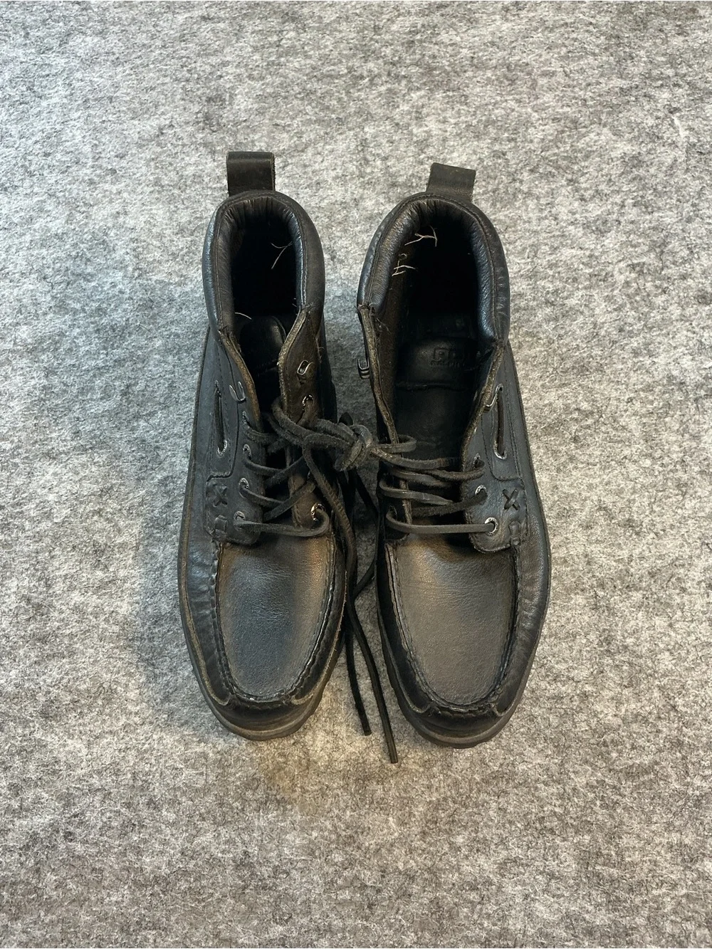 Polo Ralph Lauren Men's Black Leather Moc Toe Lace-Up Boots Size 8.5